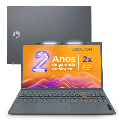 Notebook Positivo Vision C15 Lumina Bar Celeron, 8GB 128GB eMMC, Tela 15.6 HD Antirreflexo, Windows 11, Tecla Link, Cinza